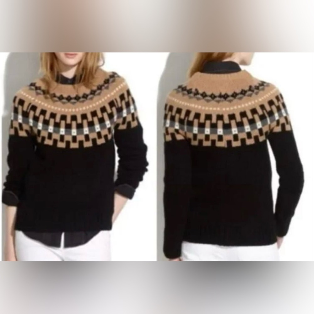 Madewell Wool Alpaca Mohair Blend Modern Slope Fair Isle Sweater Argyle Cable